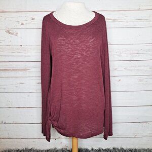 Bobeau‎ Knotted Long Sleeve Blouse Wine Women's XL Plus Size